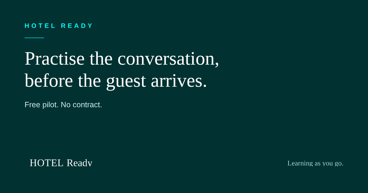 They put you on the front desk before you were ready. Sound familiar? — HOTEL Ready